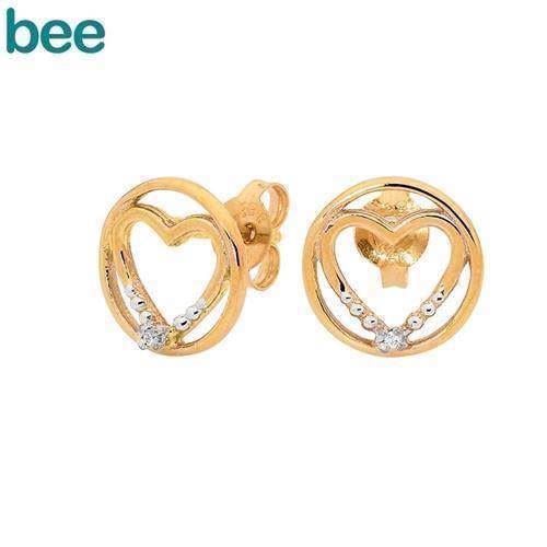 Image of Bee Jewelry Heart in Circle 9 kt guld ørestikker blank, model 55575